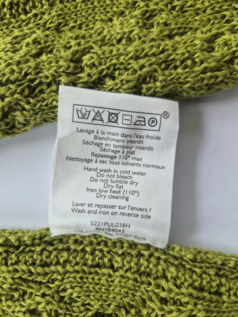 [Sezane] Alessandro Jumper in Green, Size S, Knit, Organic Cotton - Picture 12 of 13